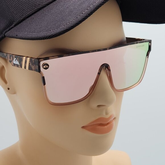 Quiksilver Shield Sunglasses Tortoise Shell Frame Flash Pink Mirror Lens NEW Q9 - Picture 3 of 12